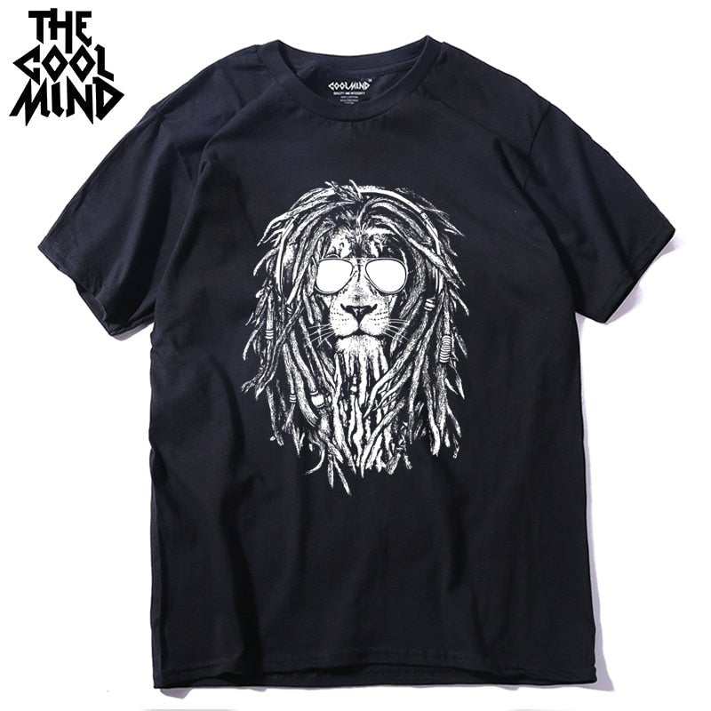 COOLMIND QI0124A 100% cotton cool lion print short sleeve men T shirt casual o-neck summer men Tshirt loose t-shirt tee shirt COOLMIND QI0124A 100% cotton cool lion print short sleeve men T shirt casual o-neck summer men Tshirt loose t-shirt tee shirt Foreverking