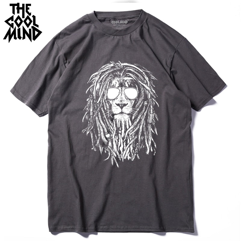 COOLMIND QI0124A 100% cotton cool lion print short sleeve men T shirt casual o-neck summer men Tshirt loose t-shirt tee shirt COOLMIND QI0124A 100% cotton cool lion print short sleeve men T shirt casual o-neck summer men Tshirt loose t-shirt tee shirt Foreverking