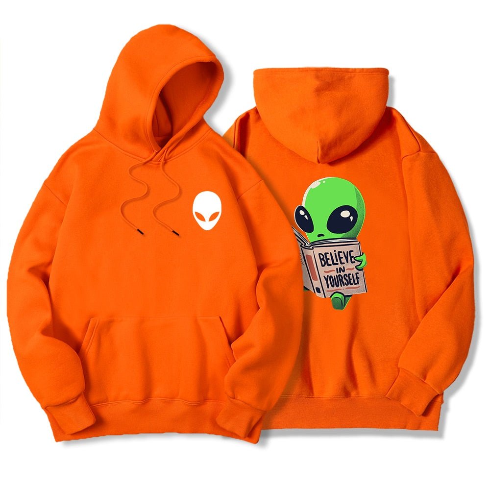 Cartoon Alien Believe In Yourself Hoodies Men Funny Hip Hop Sweatshirts Autumn Cool Casual Hooded Male Fashion Harajuku Hoodie