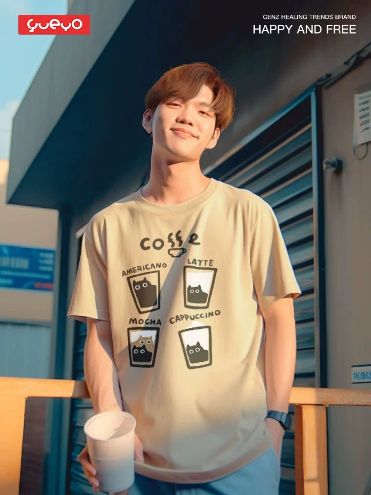 Yueyo Coffee Formula Boys' Casual Ins Short-Sleeved T-shirt