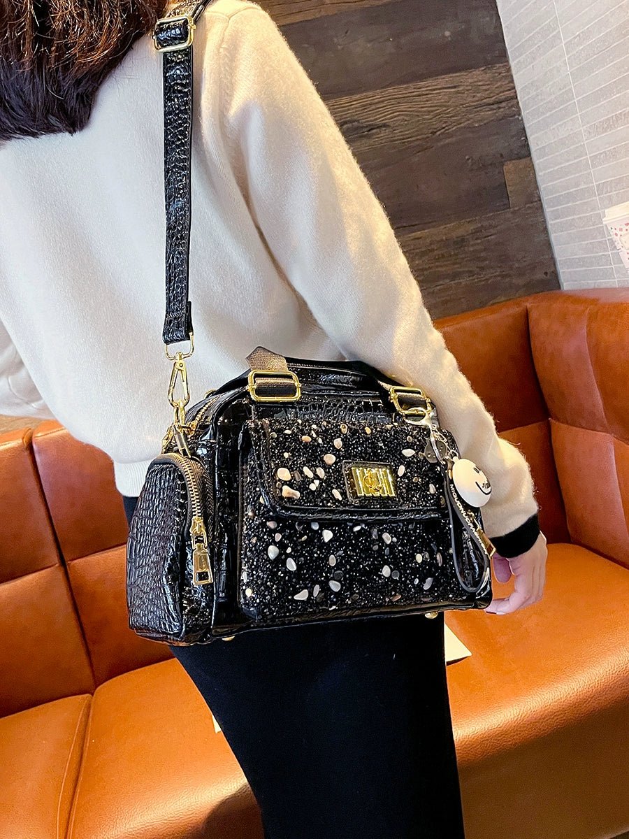 Women's Patent Leather Multi-Pocket Glossy Crossbody Bag Bag