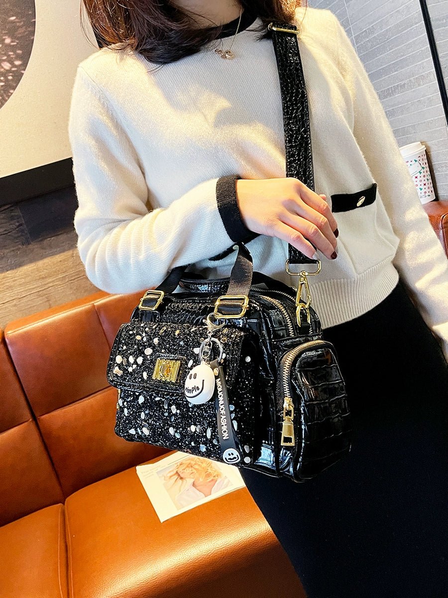 Women's Patent Leather Multi-Pocket Glossy Crossbody Bag Bag