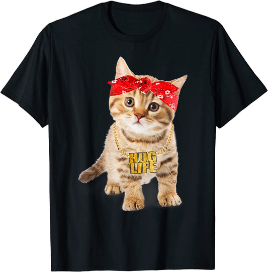 Hug Thug Gangster Life Gold Chain Cat Shirt Gangsta Cat Tee Print Tshirts Casual Loose Cotton Tshirt Hug Thug Gangster Life Gold Chain Cat Shirt Gangsta Cat Tee Print Tshirts Casual Loose Cotton Tshirt Foreverking