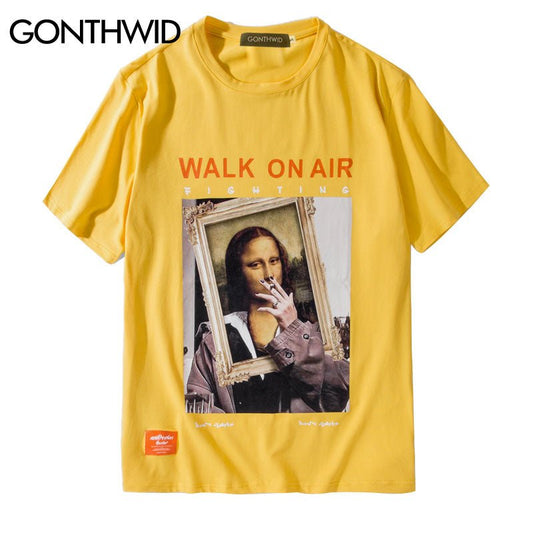 GONTHWID Smoking Mona Lisa T Shirts Men Women Funny Hip Hop Casual Printed Short Sleeve Tshirts 2020 Fashion Male Streetwear GONTHWID Smoking Mona Lisa T Shirts Men Women Funny Hip Hop Casual Printed Short Sleeve Tshirts 2020 Fashion Male Streetwear Foreverking