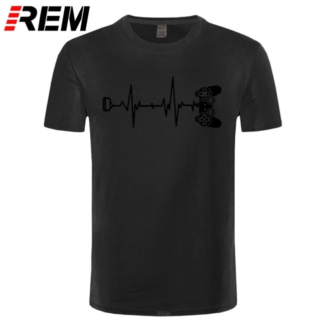 REM Interesting Gamer heartbeat T shirts men freeshipping - Foreverking