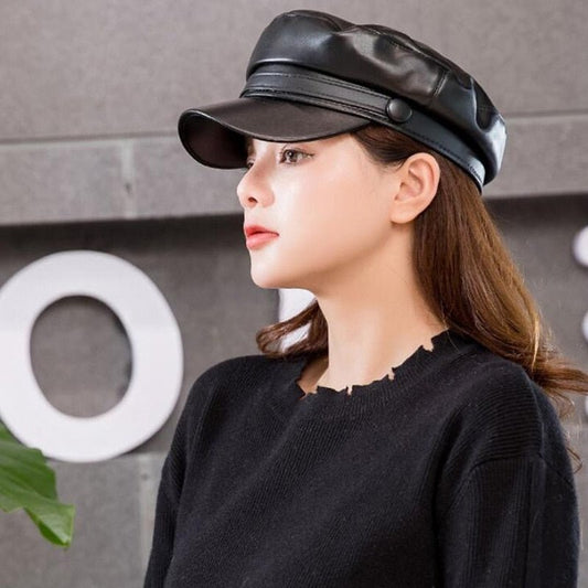 Spring Autumn Sailor Hats for Women Men Black Grey Flat Top Captain Cap Travel Cadet Hat freeshipping - Foreverking