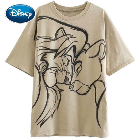 Disney T-Shirt Fashion The Lion King Simba Nala Cartoon Print Short Sleeve Harajuku Women Cotton Korea Female Tee Tops Femme freeshipping - Foreverking