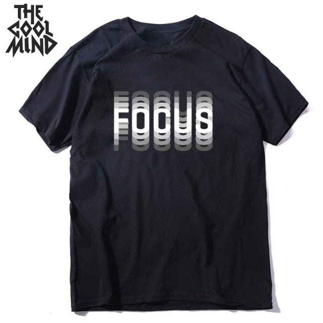 COOLMIND 100% cotton summer loose focus print men T shirts freeshipping - Foreverking