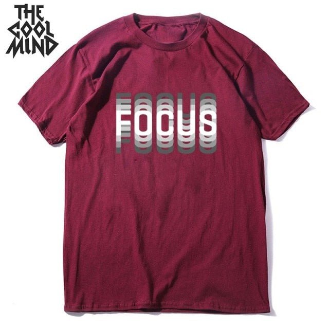 COOLMIND 100% cotton summer loose focus print men T shirts freeshipping - Foreverking