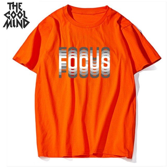 COOLMIND 100% cotton summer loose focus print men T shirts freeshipping - Foreverking