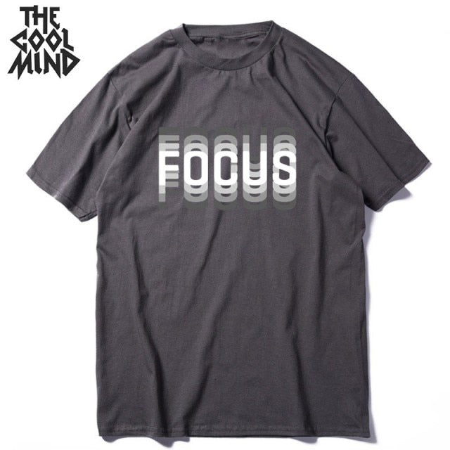 COOLMIND 100% cotton summer loose focus print men T shirts freeshipping - Foreverking