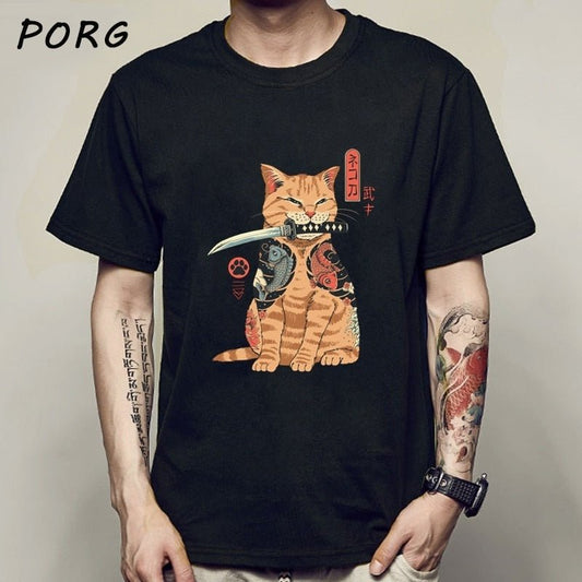 Men Catana Cool Summer Loose Men/Women T Shirt Casual Short Sleeve Cat Print Anime T-Shirt freeshipping - Foreverking