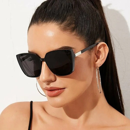 Brand Designer Cat Eye Sunglasses Woman Vintage Black Mirror Sun Glasses For Fashion Big Frame Cool Sexy Female Oculos freeshipping - Foreverking