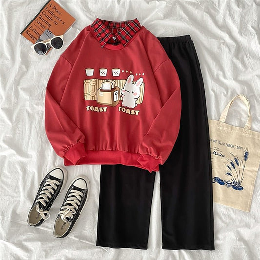 Two Piece Outfit for Women Fall Clothes Long Sleeve Hoodies and Pants Sweat Suits Lounge Wear autumn 90s student Sets Tracksuit freeshipping - Foreverking