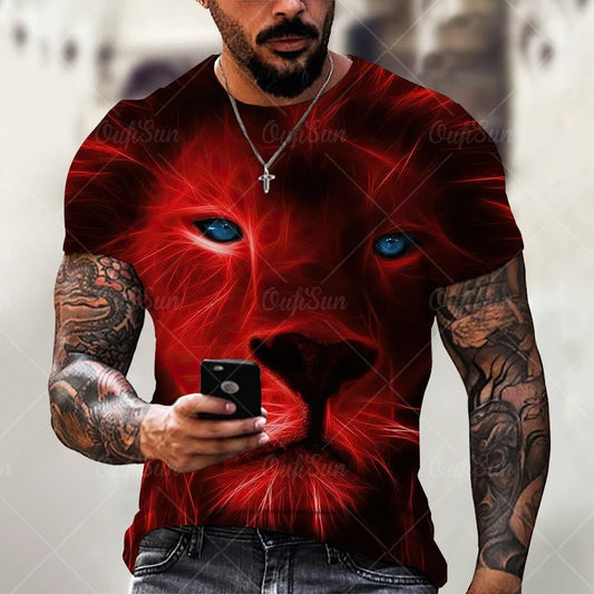 Tiger Lion Printed T-Shirts, Fashionable Round Neck Short Sleeve Street Clothes, Hip-Hop T-Shirts, Summer freeshipping - Foreverking