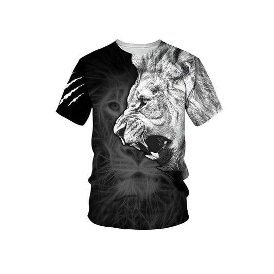 2021 Summer King Of The Forest Lion Graphic t shirts New 3D Animal Print Men&#39;s T-shirt Casual hip hop Fashion streetwear Tops freeshipping - Foreverking