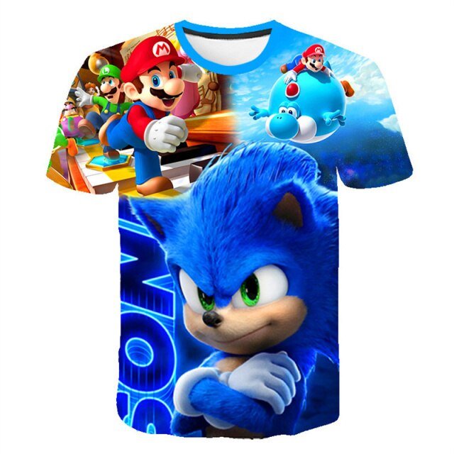 Sonic Child Boy Teenager Toddler Summer Anime Clothes Looney Tunes Funny T-shirts Graphic Blusa masculina Manga corta camisetas freeshipping - Foreverking