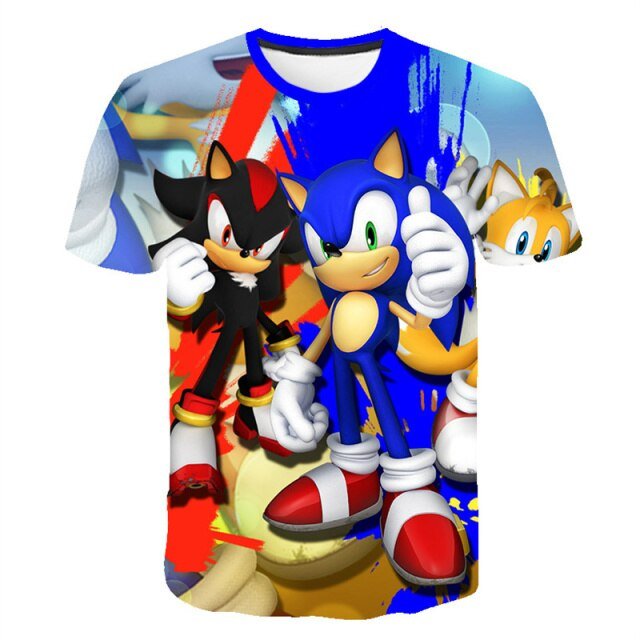 Sonic Child Boy Teenager Toddler Summer Anime Clothes Looney Tunes Funny T-shirts Graphic Blusa masculina Manga corta camisetas freeshipping - Foreverking