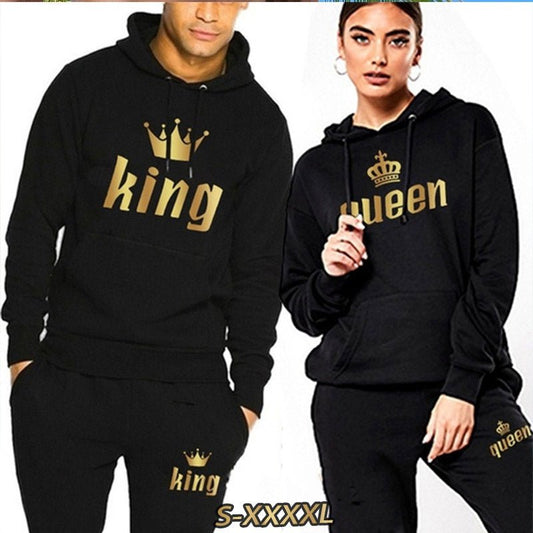 2022 Fashion Couple Sportwear Set KING or QUEEN Printed Hooded Suits 2PCS Set Hoodie and Pants S-4XL 2022 Fashion Couple Sportwear Set KING or QUEEN Printed Hooded Suits 2PCS Set Hoodie and Pants S-4XL Foreverking