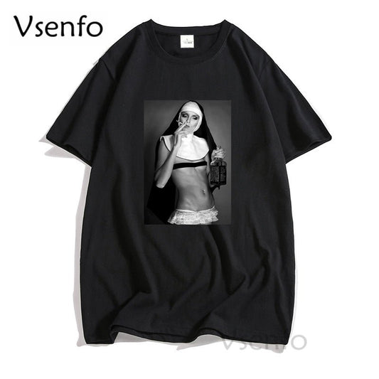 Nun Smoking Drink Weed Novelty Funny T Shirt Men Women Unisex Baggy Boyfriend Cotton T-shirt Summer Short Sleeve Mens Clothes Nun Smoking Drink Weed Novelty Funny T Shirt Men Women Unisex Baggy Boyfriend Cotton T-shirt Summer Short Sleeve Mens Clothes Foreverking